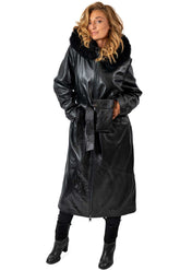 Women's leather coat Alina Black Fox