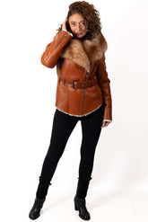 Women's exclusive lambskin coat Alexiana Camel