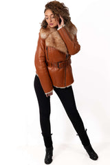 Women's exclusive lambskin coat Alexiana Camel