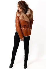 Women's exclusive lambskin coat Alexiana Camel