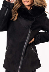 Ekskluzywny damski płaszcz ze skóry jagnięcej Veronica Short