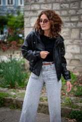 Women's leather jacket Ali with Hood