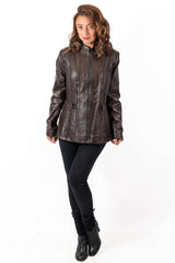Women's leather jacket Adi Brown