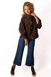 Leather suede jacket Galena Brown