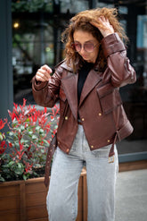 Women's leather jacket Alena Brown
