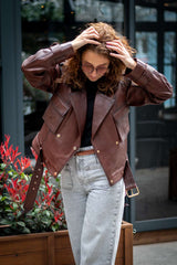 Women's leather jacket Alena Brown