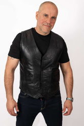 Men's leather Vest Black
