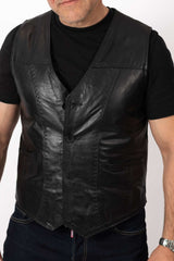 Men's leather Vest Black