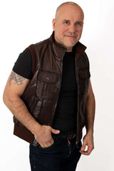 Men's leather Vest Orlin Brown
