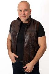Men's leather Vest Orlin Brown