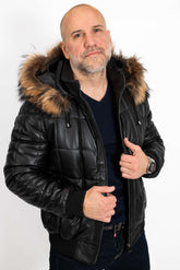 Men's leather winter bomber jacket Niko