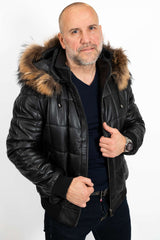 Men's leather winter bomber jacket Niko
