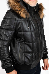 Men's leather winter bomber jacket Niko