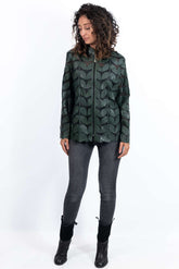 Women's summer leather jacket Green