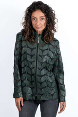 Women's summer leather jacket Green