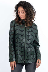 Women's summer leather jacket Green