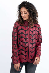Women's summer leather jacket Red
