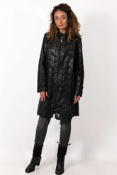 Women's summer long leather jacket