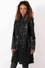 Women's summer long leather jacket