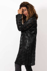 Women's summer long leather jacket