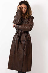 Women's leather coat Elana Brown