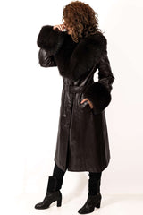 Women's leather coat Alexandra Brown