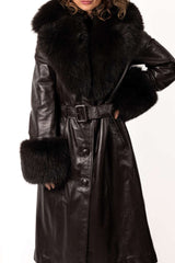 Women's leather coat Alexandra Brown