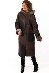 Women's exclusive lambskin coat Aneta Brown