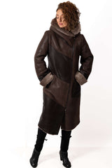 Women's exclusive lambskin coat Aneta Brown