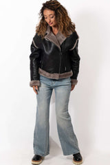 Women's exclusive lambskin coat Bisera Anthracite