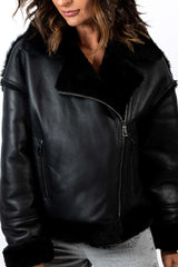 Women's exclusive lambskin coat Bisera Black