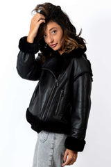 Women's exclusive lambskin coat Bisera Black