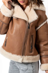 Women's exclusive lambskin coat Bisera Camel