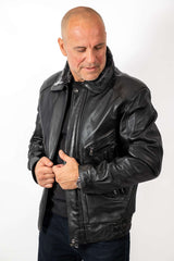 Men's Leather Winter Jacket Steven Black