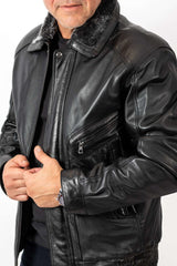 Men's Leather Winter Jacket Steven Black