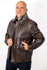 Men's Leather Winter Jacket Steven