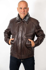 Men's Leather Winter Jacket Steven