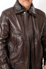 Men's Leather Winter Jacket Steven