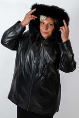 Women's winter leather jacket Siana Black