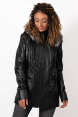 Women's winter leather jacket Alina Black
