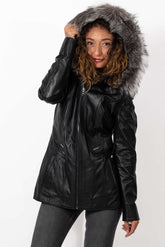 Women's winter leather jacket Alina Black
