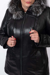 Women's winter leather jacket Jeanne Black