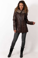 Women's winter leather jacket Alina Brown