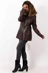Women's winter leather jacket Alina Brown