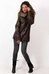 Women's winter leather jacket Alina Brown