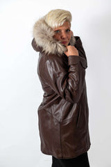 Women's winter leather jacket Siana Brown