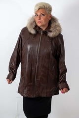 Women's winter leather jacket Siana Brown