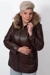 Women's winter leather jacket Jeanne Brown