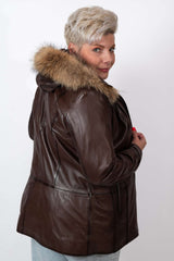 Women's winter leather jacket Jeanne Brown
