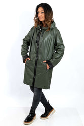 Women's leather coat Zhiselle Military Green
